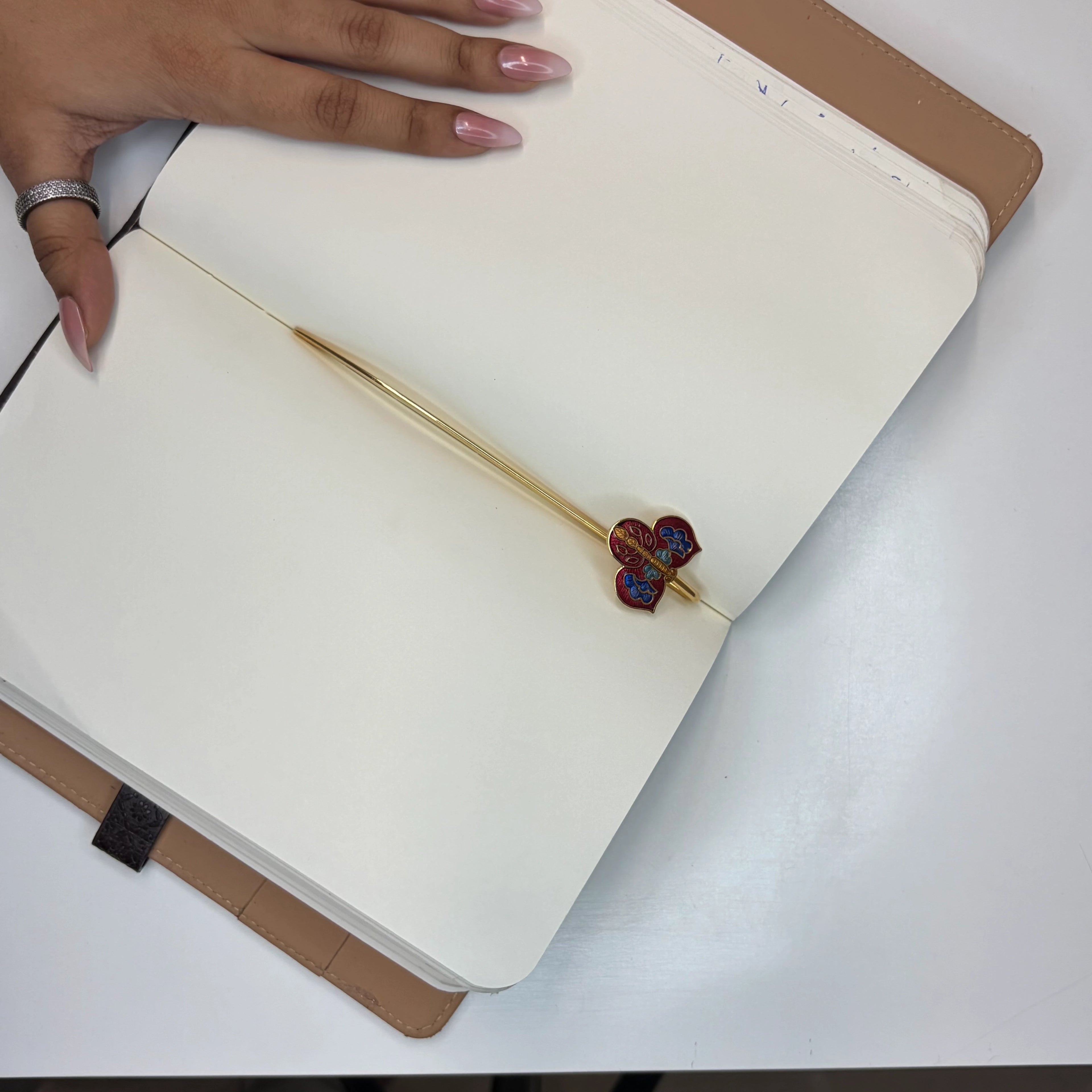 Brass Butterfly Bookmark – Red & Blue Handmade Enamel Bookmark