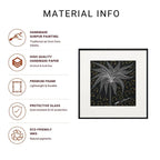 Infographic listing handmade Kalpataru Surpur painting, handmade paper, premium frame, protective glass, and eco-friendly ink details