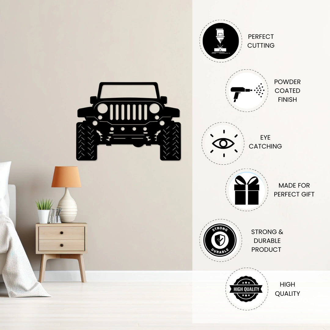 Jeep Metal Wall Art powder coated finish features