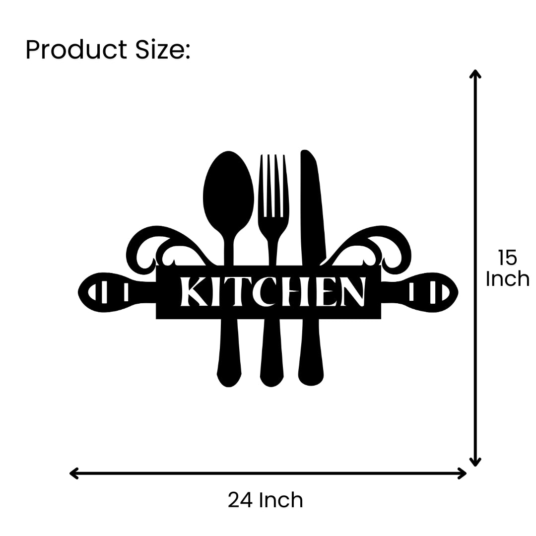 Kitchen Metal Wall Art 24 inch x 15 inch size guide