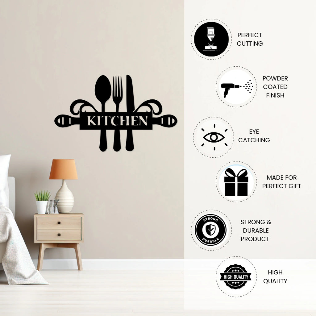 Kitchen Metal Wall Art powder coated finish details
