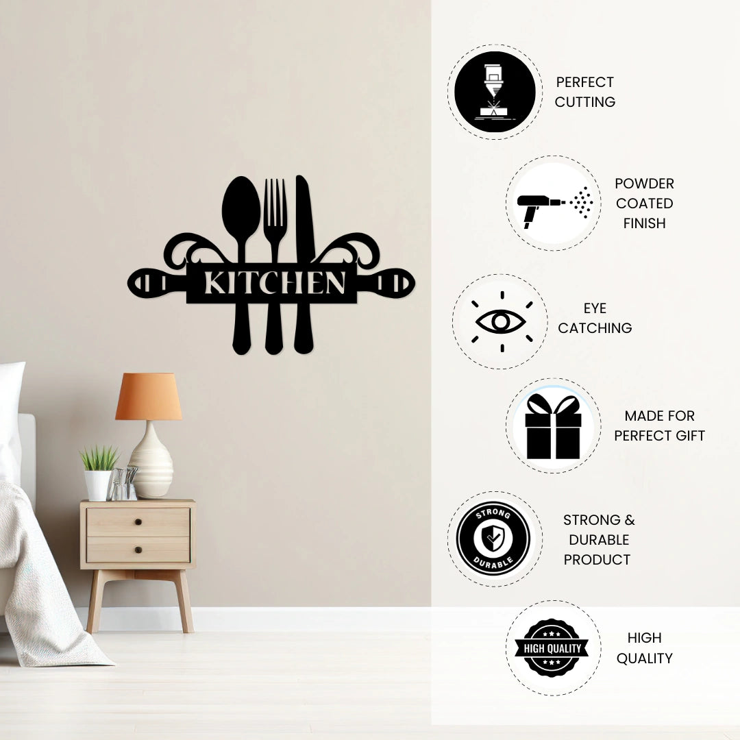 Kitchen Metal Wall Art powder coated finish details