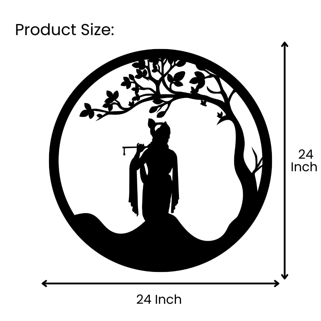 Krishna Tree Metal Wall Art 24 inch size guide