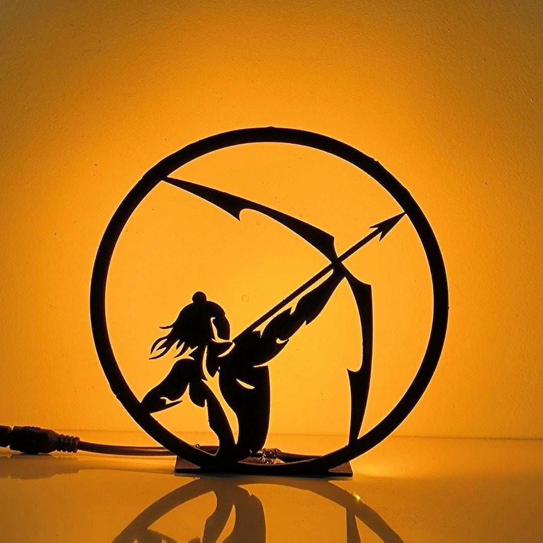 Lord Shri Ram Table Lamp glowing warm LED light on table, front view