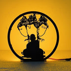 Lord Swami Samarth Table Lamp glowing warm LED light on table, front view