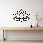 Lotus flower metal wall art above console table