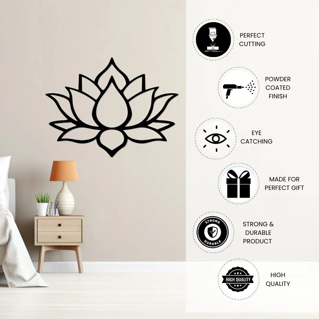 Lotus flower metal wall art features powder coated and durable