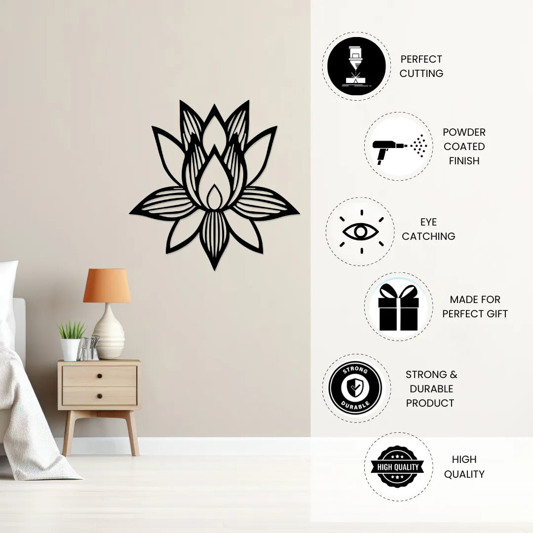 Lotus flower metal wall art features powder coated and durable