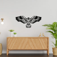 Artrooms Eagle Metal Wall Art - Wall Decoration | Wall Hanging (24x11 inch) | Black Matte Finish
