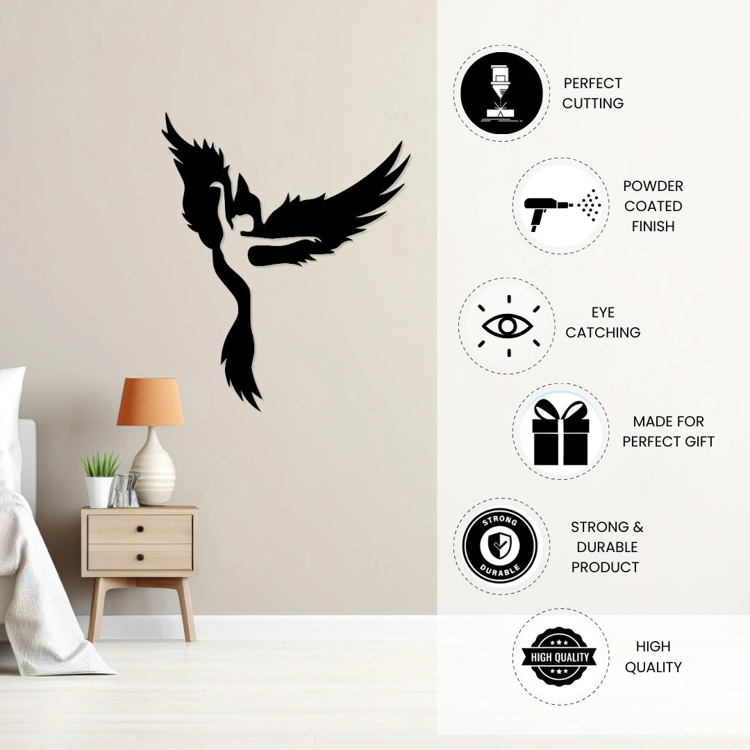 Flying Angel Metal Wall Art powder coated finish features