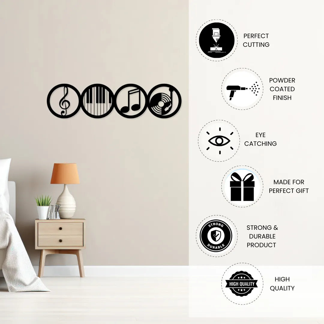 Metal wall art features and benefits infographic