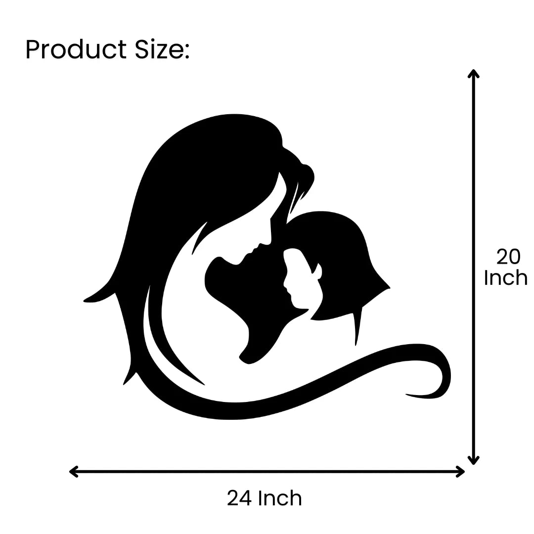 Mother and child metal wall art size guide 24 inch wide x 20 inch tall