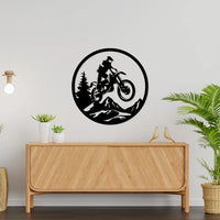 Artrooms  Motocross Rider Metal Wall Art - Wall Decoration | Wall Hanging (24x24 inch) | Black Matte Finish