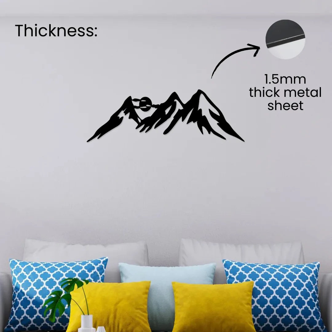 Mountain silhouette metal wall art 1.5mm thick metal sheet