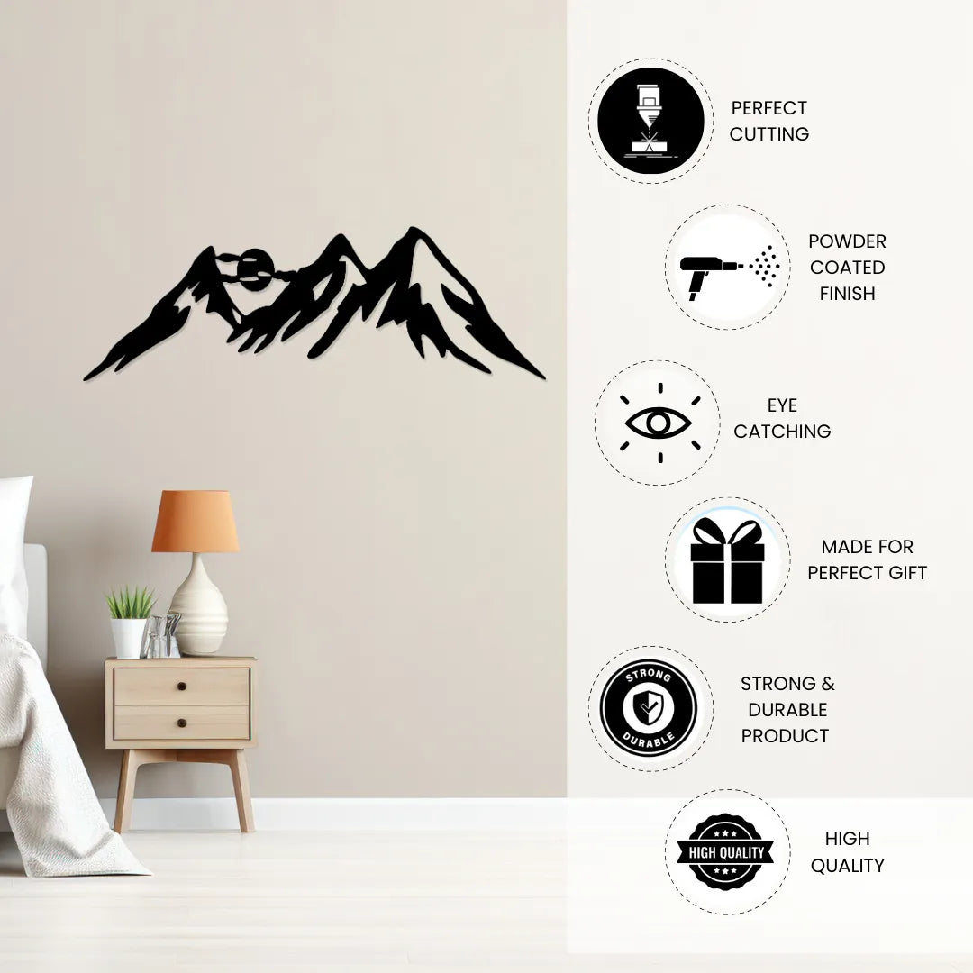Mountain silhouette metal wall art features powder coated and durable