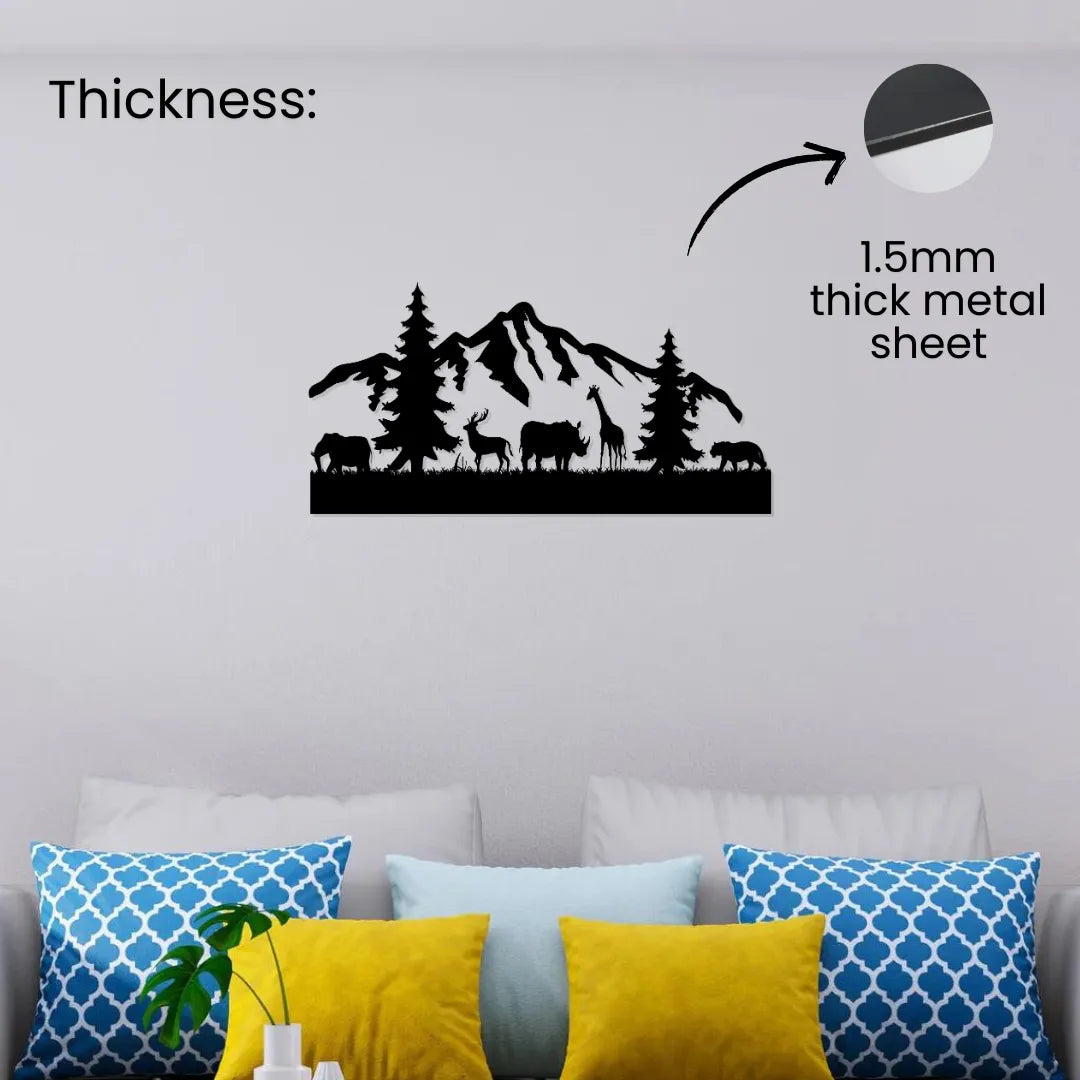 Mountain wildlife metal wall art 1.5mm thick metal sheet