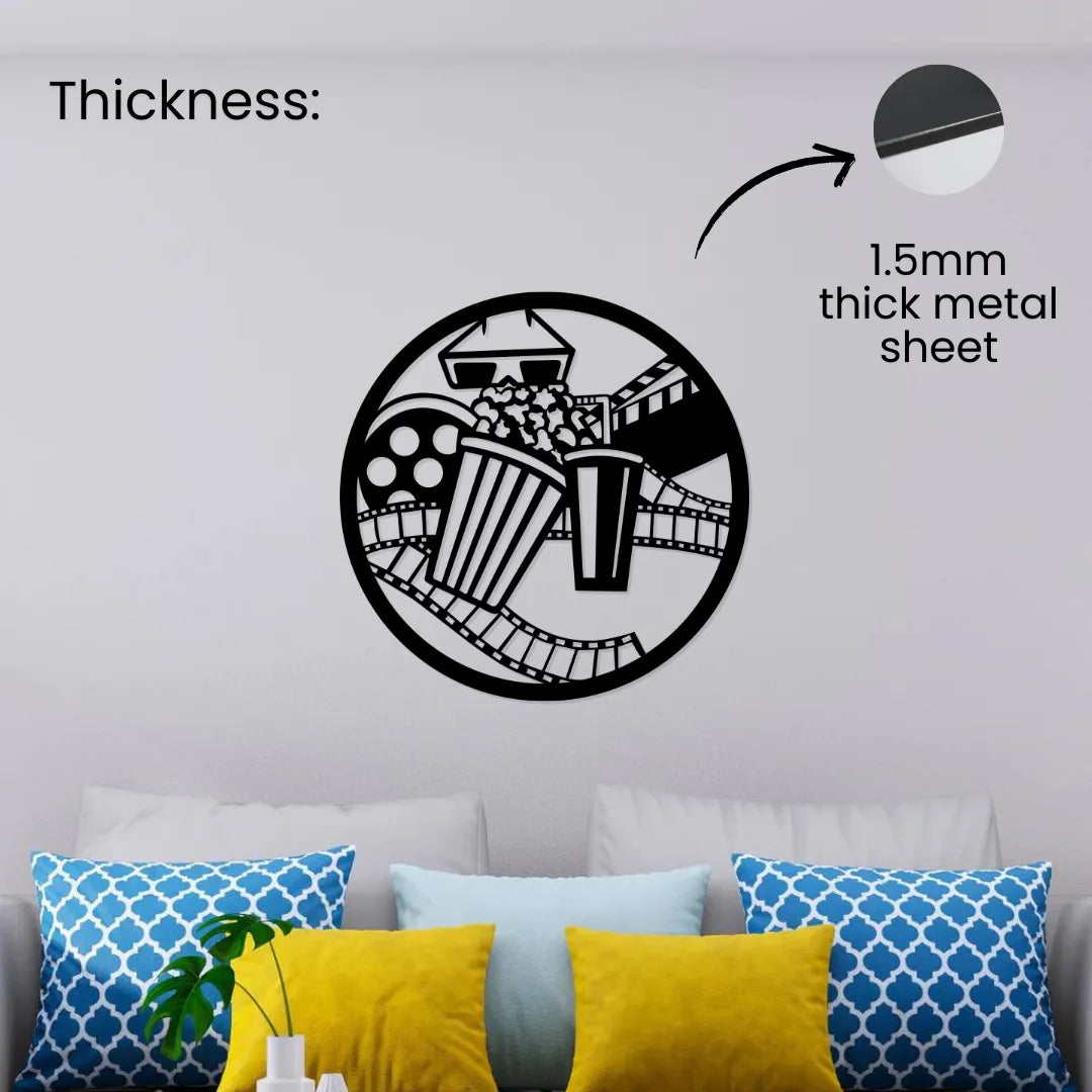 Movie theme metal wall art thickness graphic showing 1.5mm thick metal sheet