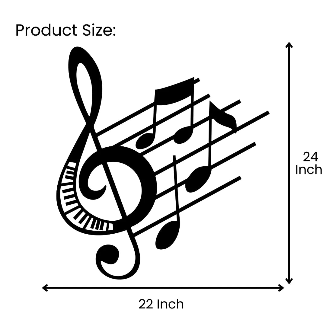 Music notes metal wall art size guide 22 inch wide x 24 inch tall