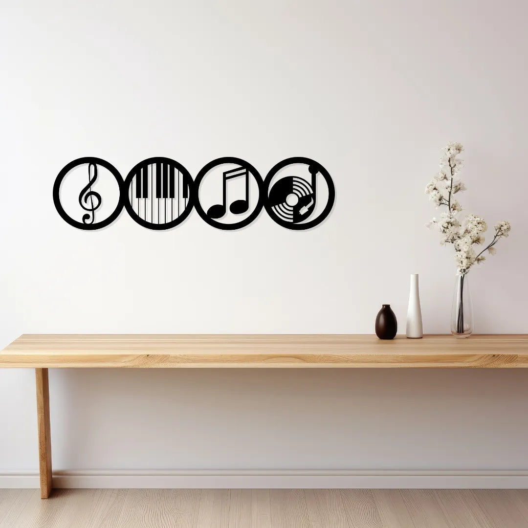 Music theme metal wall art above console table