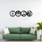 Music theme metal wall art above sofa