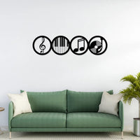 Artrooms Music Theme Metal Wall Art – 24x6 inch | Musical Notes & Instruments Wall Decor for Living Room, Studio, or Cafe
