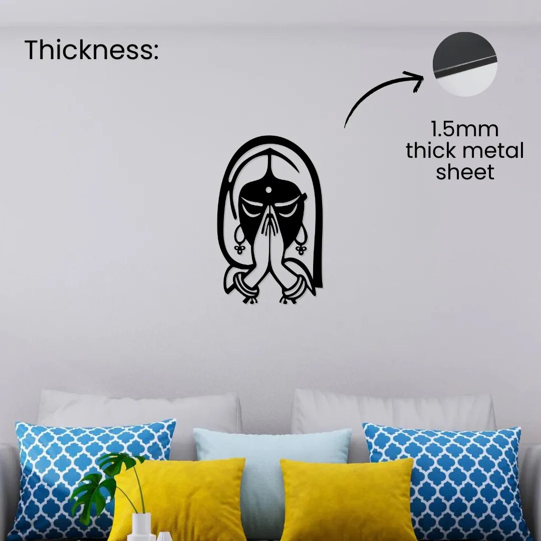 Namaste wall art 1.5mm thick metal sheet black matte finish