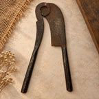 Antique Hand-Forged Iron Nutcracker with Engraved Border