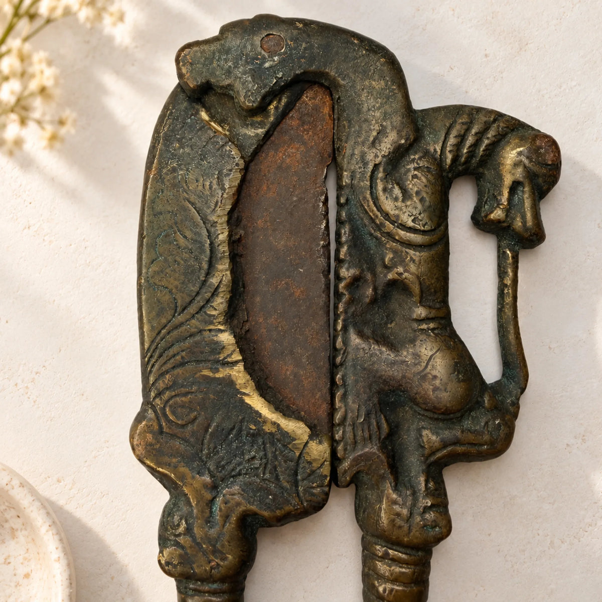 Antique Brass Nutcracker with Horse Figure Handle