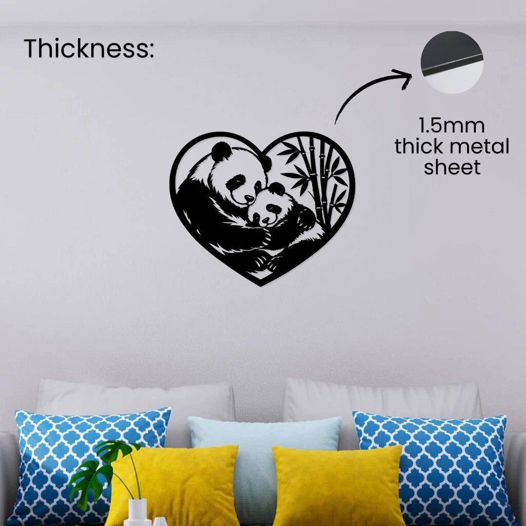 Panda Love Metal Wall Art 1.5mm thick metal sheet