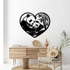 Panda Love Metal Wall Art living room wall decor
