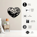 Panda Love Metal Wall Art powder coated finish features