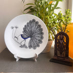 Artrooms Peacock's Beauty Ceramic Hand Painted Warli Art - Wall Decor Plates