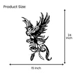 Phoenix metal wall art size guide showing 15 inch width by 24 inch height