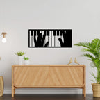 Piano keys metal wall art black matte finish music wall decor in living room