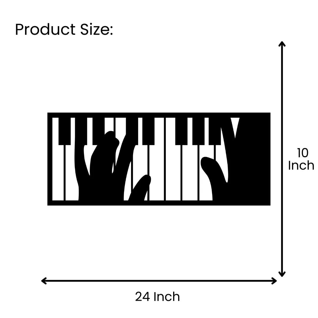 Piano keys metal wall art size guide 24 inch wide x 10 inch tall