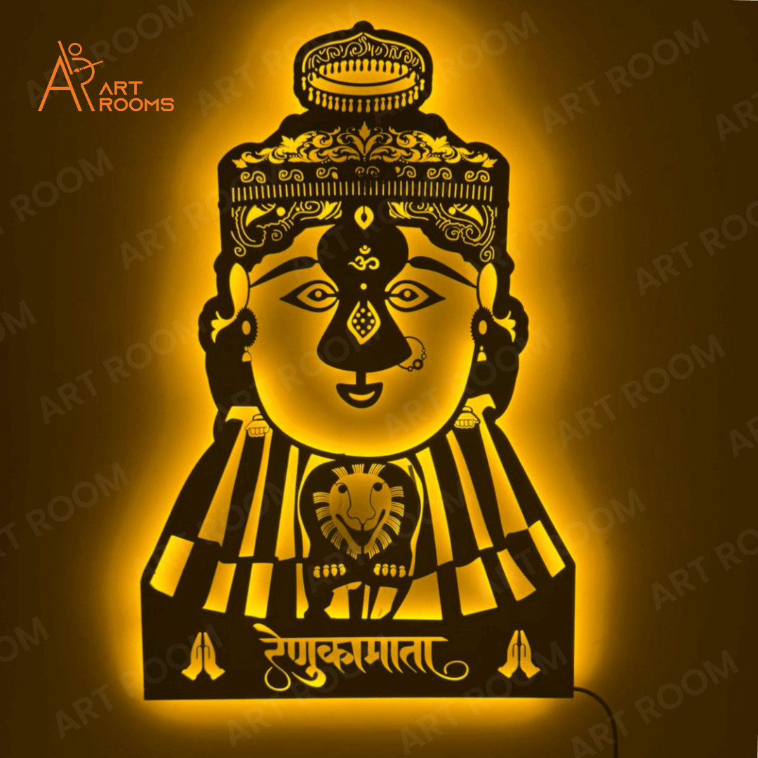 Renukamata metal wall art 16x24 inch with LED light – spiritual wall décor