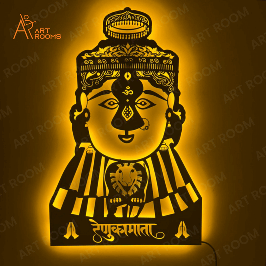 Renukamata metal wall art 16x24 inch with LED light – spiritual wall décor