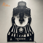 Goddess Renuka Mata wall hanging metal art with backlit LED for pooja room