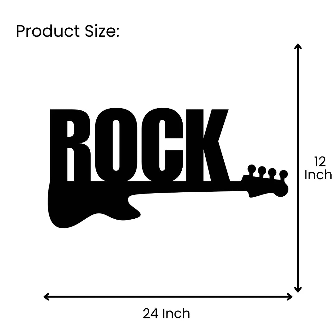 Rock guitar metal wall art size guide 24 inch wide x 12 inch tall