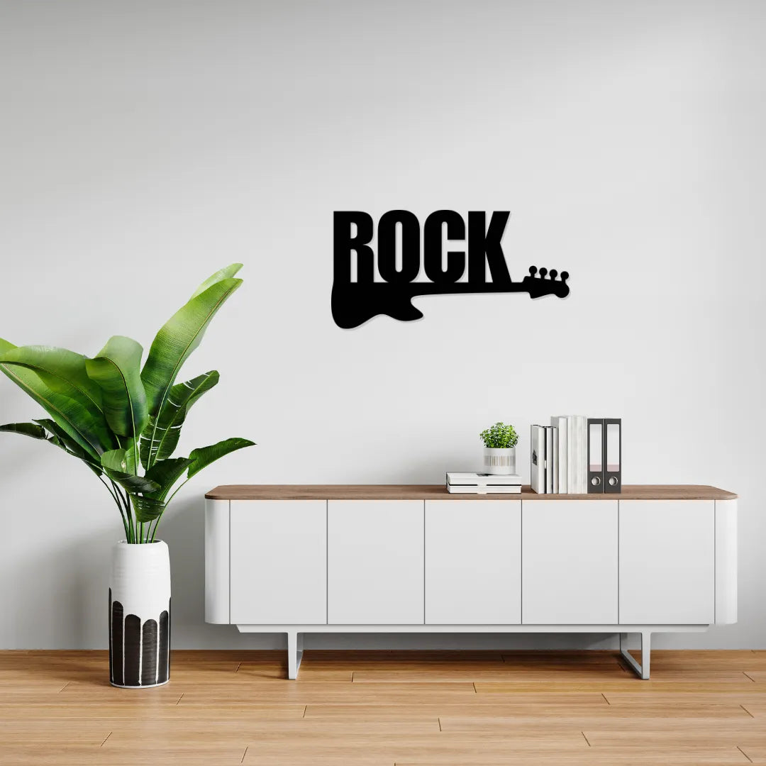 Rock guitar metal wall hanging black matte finish music wall decoration in living room