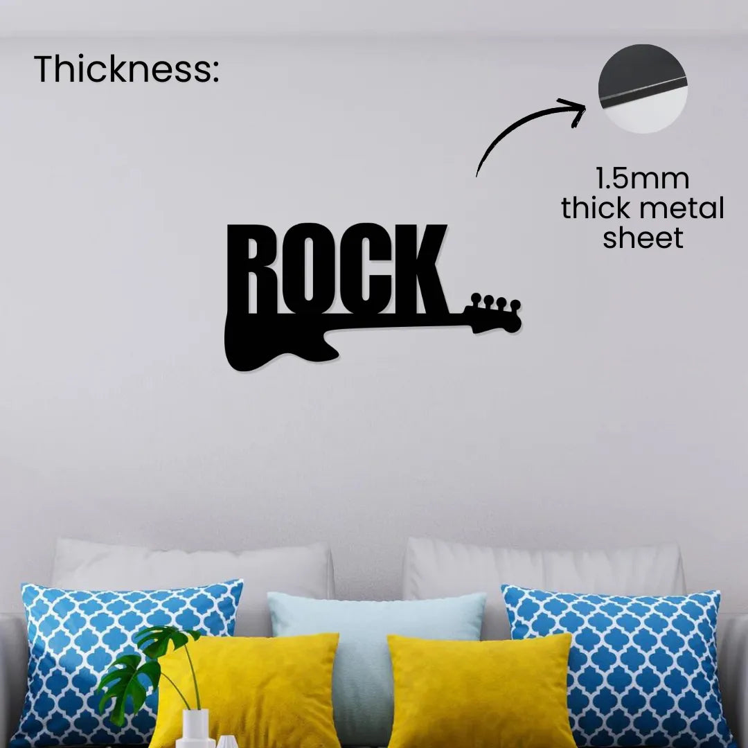Rock guitar wall decor 1.5mm thick metal sheet with black powder coated finish