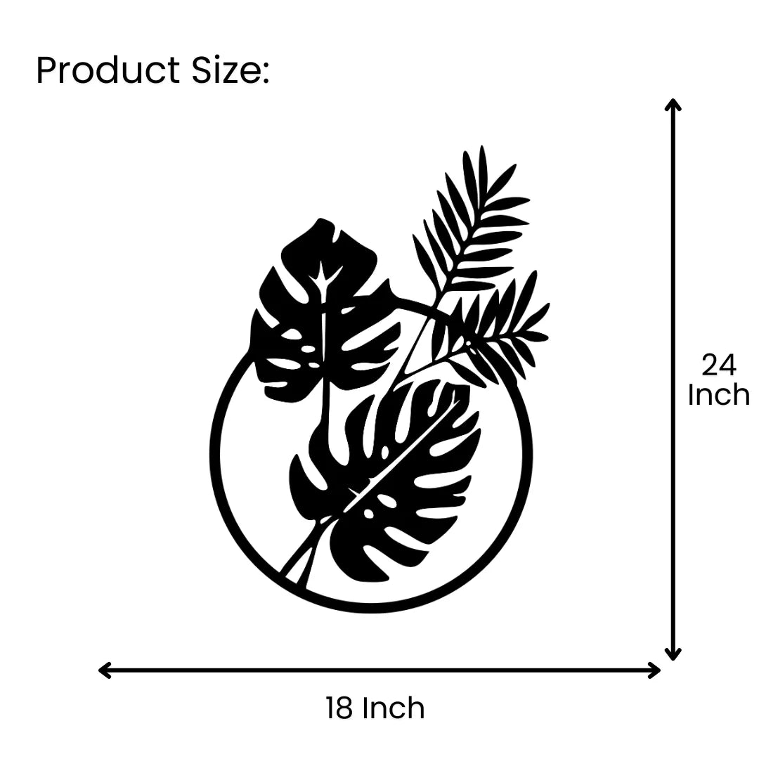 Round leaf metal wall art 18x24 inch size