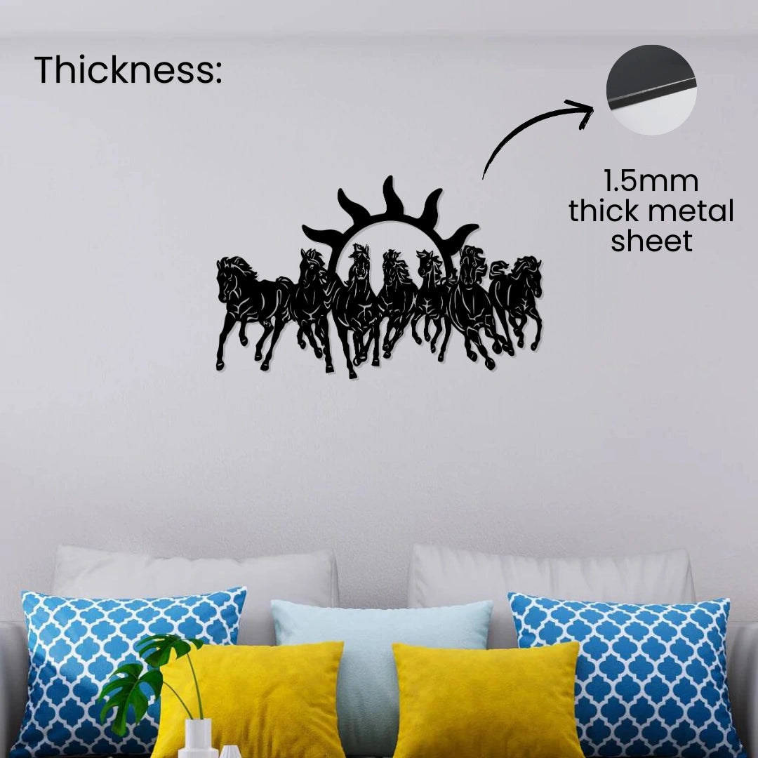 Seven Horses Sun Metal Wall Art 1.5mm thick metal sheet