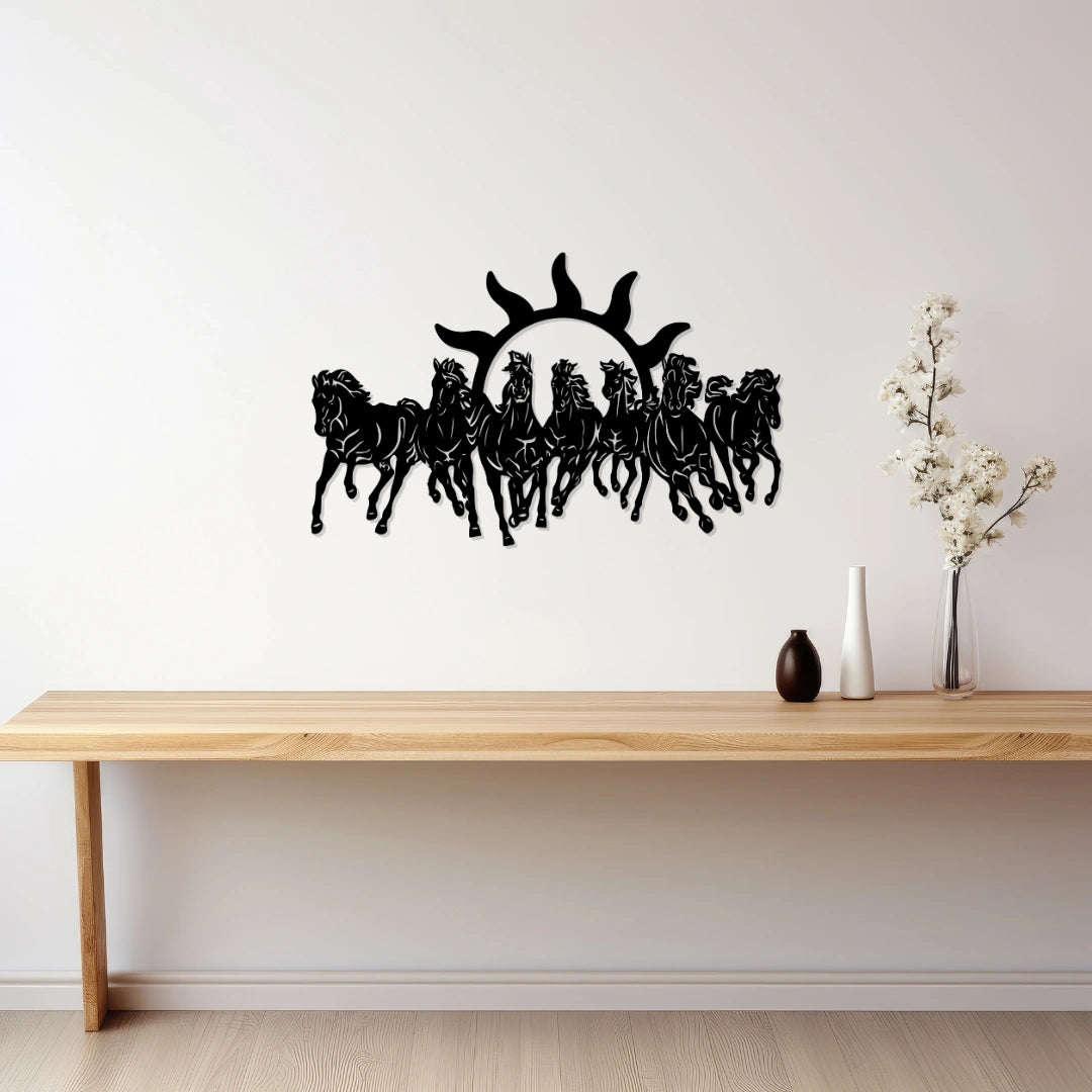 Seven Horses Sun Metal Wall Art modern home wall decor