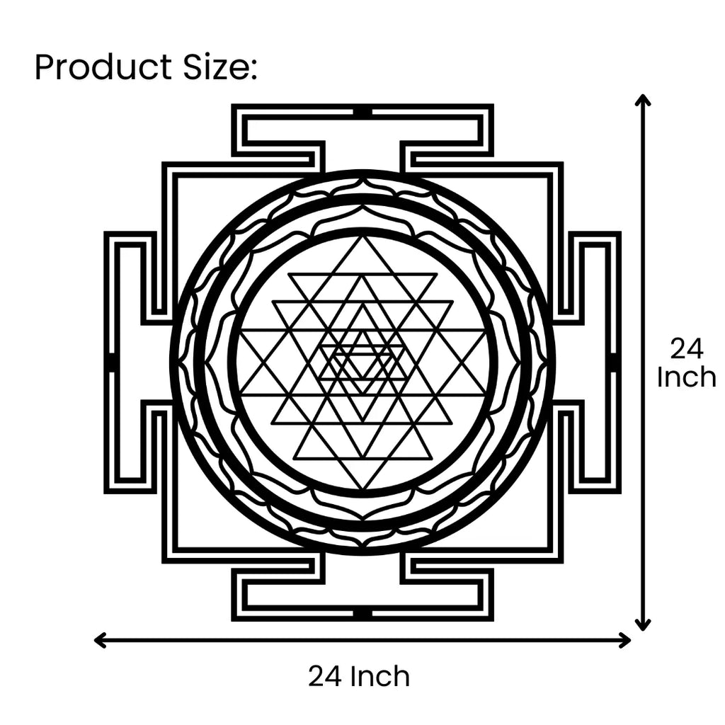Shree Yantra Metal Wall Art 24 inch x 24 inch size guide