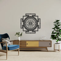 Artrooms Shri Yantra Metal Wall Art - Wall Decoration | Wall Hanging (24x24 inch) | Black Matte Finish