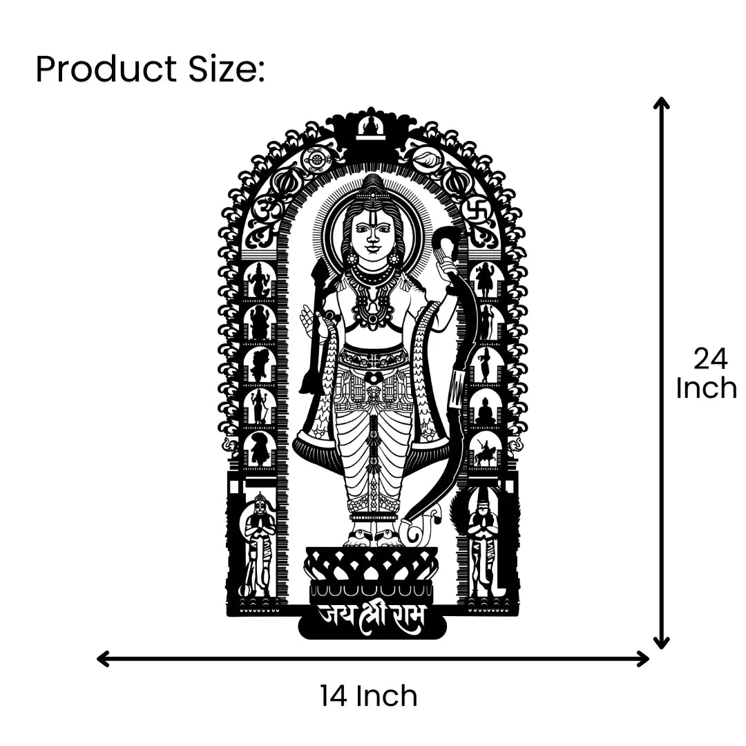 Shri Ram Metal Wall Art Hanging Decor on Wall - size 24x14 inch