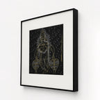 Side angle of black metal frame showing depth on Goddess Laxmi wall art
