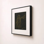 Side angle of black metal frame showing depth on Goddess Saraswati wall art
