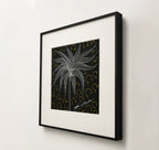 Side angle of black metal frame showing depth on Kalpataru wall art
